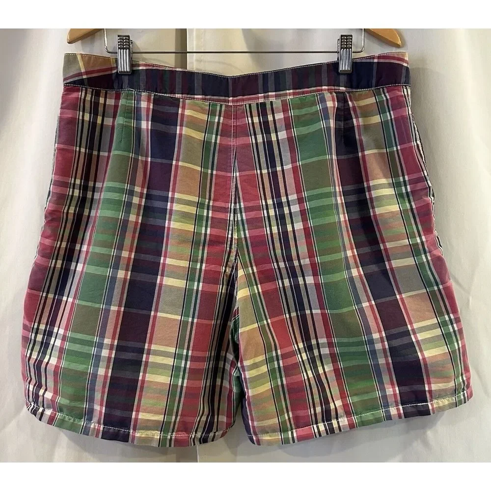Polo Ralph‎ Lauren Plaid Board Shorts Trunks Loop Closure Size 36